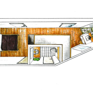 ...suite....Dessin d'espace (technique:crayon+feutres promarker sur papier layout)